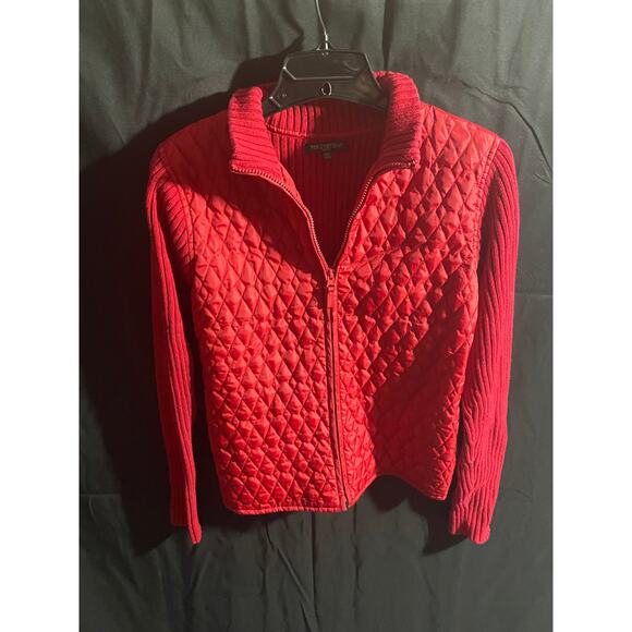 FOR CYNTHIA Petite Zipper Quilted Puffer Front Red Size PM Jacket - Picture 1 of 7